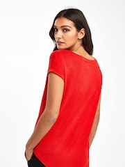 Red Cap Sleeve T-Shirt Top - Image 2 of 4
