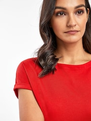 Red Cap Sleeve T-Shirt Top - Image 3 of 4