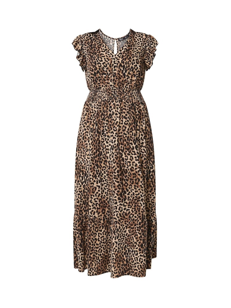Brun - Robe longue M&Co Petites tailles à Col V - Image 5 sur 5