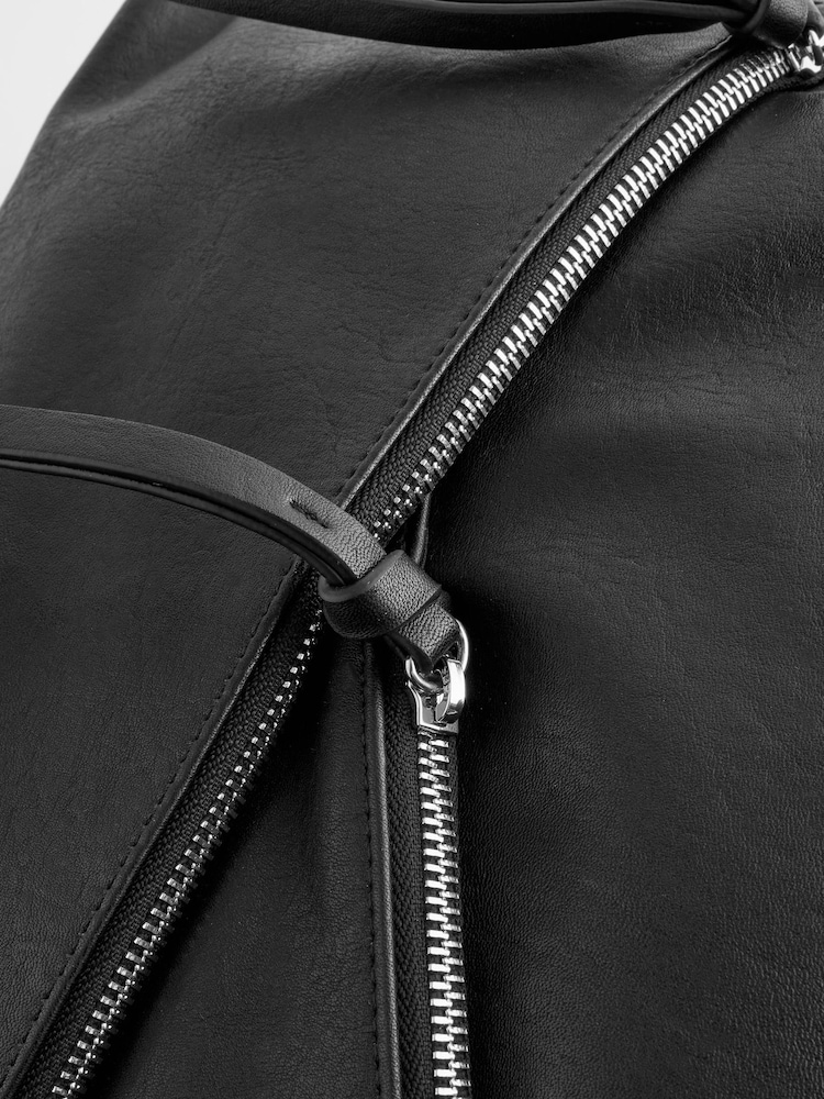 Black Side Zip Backpack - Image 8 of 10