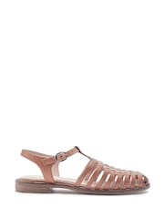 Коричневый - Кожаные сандалии с пряжками Moda in Pelle Georgie - Изображение 1 4