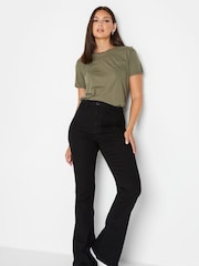 Long Tall Sally Gloss Black Flare Jeans - Image 2 of 3