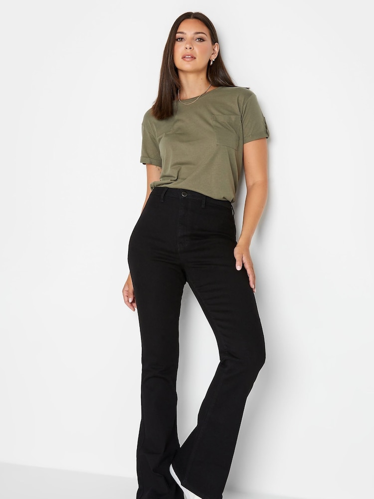 Long Tall Sally Gloss Black Flare Jeans - Image 2 of 3