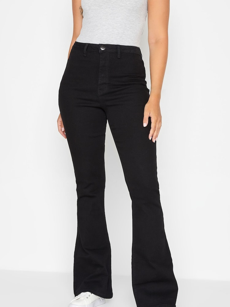 Long Tall Sally Gloss Black Flare Jeans - Image 3 of 3