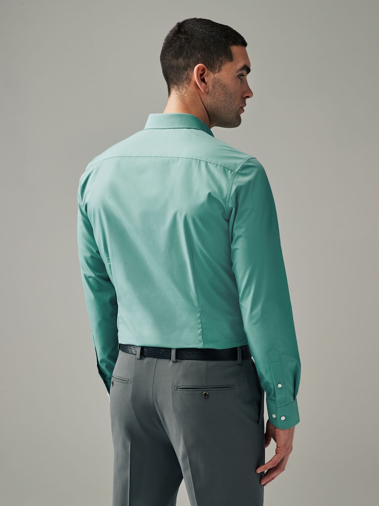 Matcha Green Slim Fit Easy Care Single Cuff Shirt - Image 2 of 8