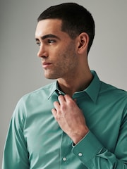Matcha Green Slim Fit Easy Care Single Cuff Shirt - Image 3 of 8