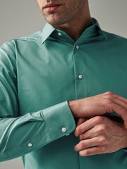 Matcha Green Slim Fit Easy Care Single Cuff Shirt - Image 4 of 8