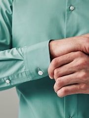 Matcha Green Slim Fit Easy Care Single Cuff Shirt - Image 5 of 8