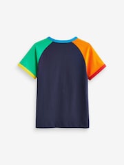 Little Bird by Jools Oliver Navy Rainbow Short Sleeve Raglan Colourful T-Shirt - Image 2 of 7