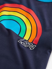 Little Bird by Jools Oliver Navy Rainbow Short Sleeve Raglan Colourful T-Shirt - Image 3 of 7