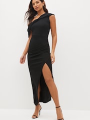 Black One Shoulder Midi Dress - Image 2 of 6