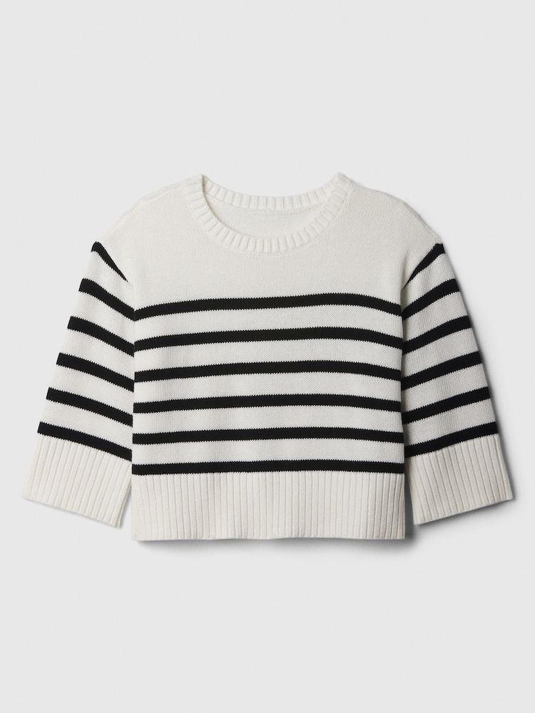 Gap White Split-Hem Crew Neck Knit Jumper - Image 1 of 1 Gap White Split-Hem Crew Neck Knit Jumper - Image 1 of 1