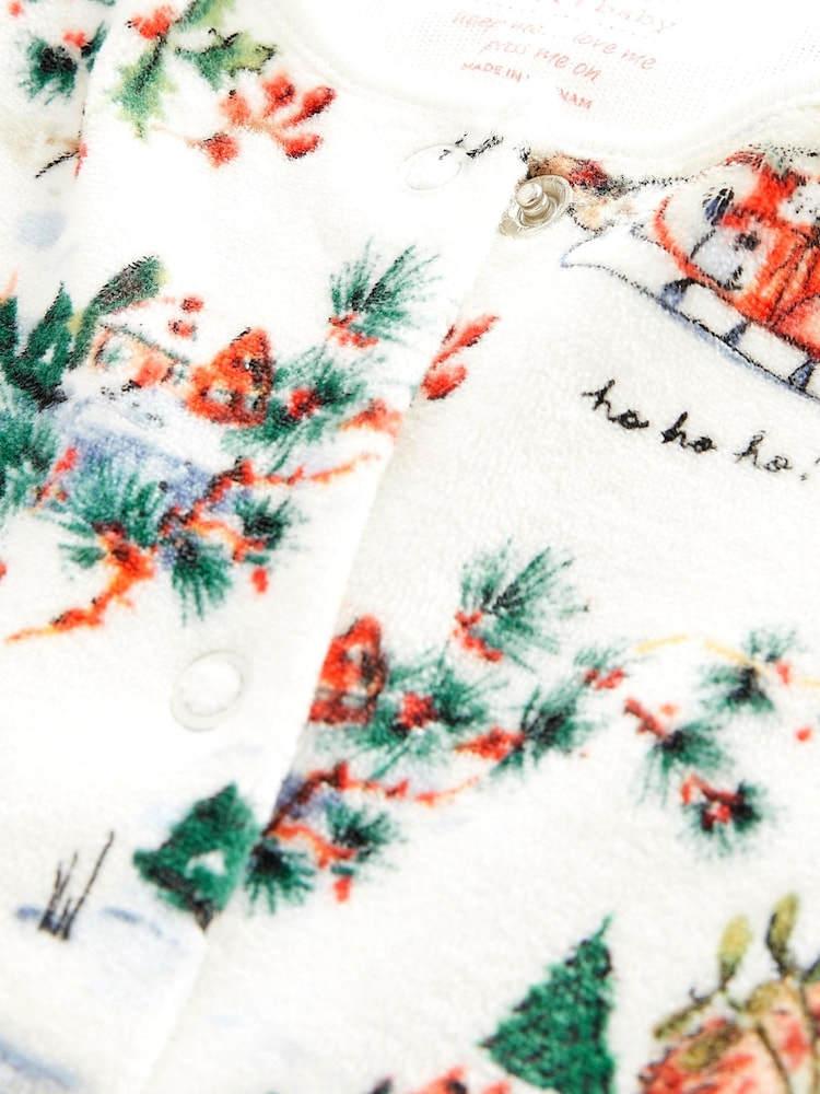 White Ground Christmas Velour Baby Sleepsuit (0mths-2yrs) - Image 3 of 3