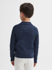 Reiss Petrol Blue Holms Junior Merino Wool Polo Shirt - Image 5 of 6