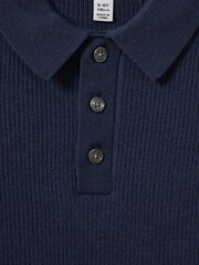 Reiss Petrol Blue Holms Junior Merino Wool Polo Shirt - Image 6 of 6