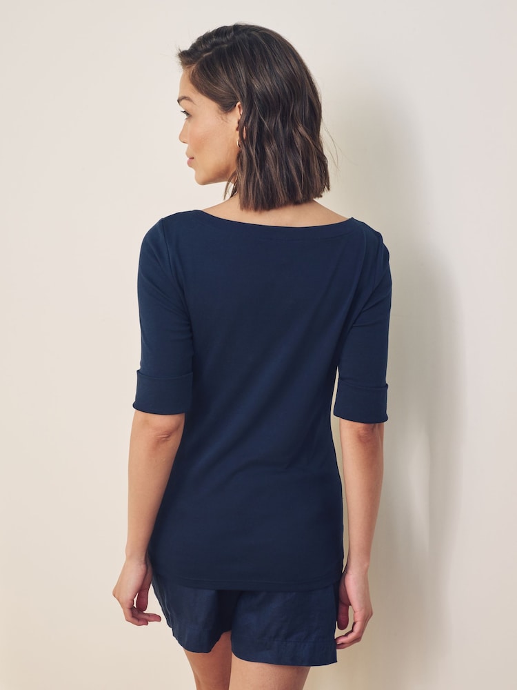 Lauren Ralph Lauren Judy Stretch Cotton Boatneck Top - Image 3 of 6