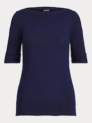 Lauren Ralph Lauren Judy Stretch Cotton Boatneck Top - Image 6 of 6