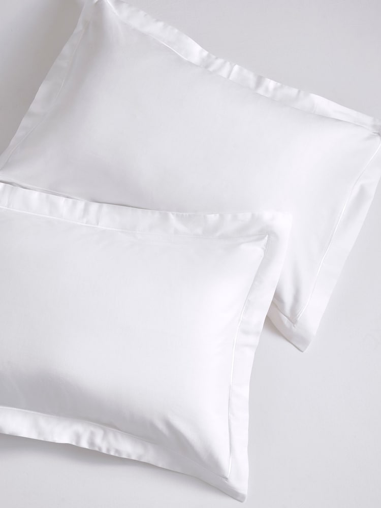 Set of 2 White 300 Thread Count Collection Luxe 100% Cotton Pillowcases - Image 1 of 6