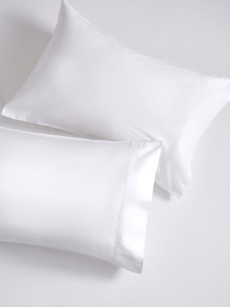 Set of 2 White 300 Thread Count Collection Luxe 100% Cotton Pillowcases - Image 2 of 6