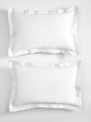 Set of 2 White 300 Thread Count Collection Luxe 100% Cotton Pillowcases - Image 3 of 6