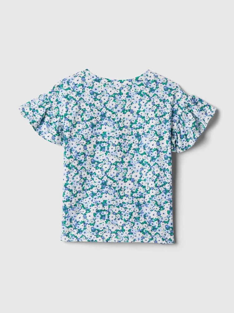 Blau mit floralem Muster - Gap Bedrucktes T-Shirt mit Rundhalsausschnitt und kurzen Flatterärmeln (3 Monate bis 5 Jahre) - Bild 2 von 2 Blau mit floralem Muster - Gap Bedrucktes T-Shirt mit Rundhalsausschnitt und kurzen Flatterärmeln (3 Monate bis 5 Jahre) - Bild 2 von 2