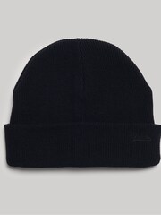 Superdry Blue Knitted Logo Beanie Hat - Image 2 of 4