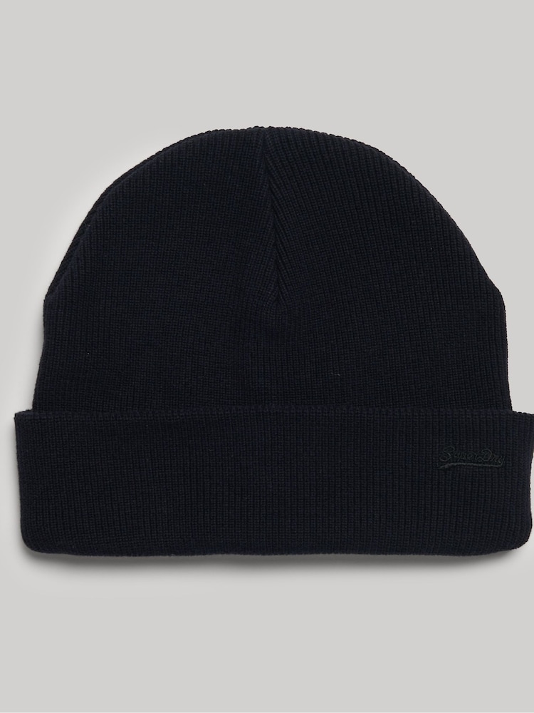 Superdry Blue Knitted Logo Beanie Hat - Image 2 of 4