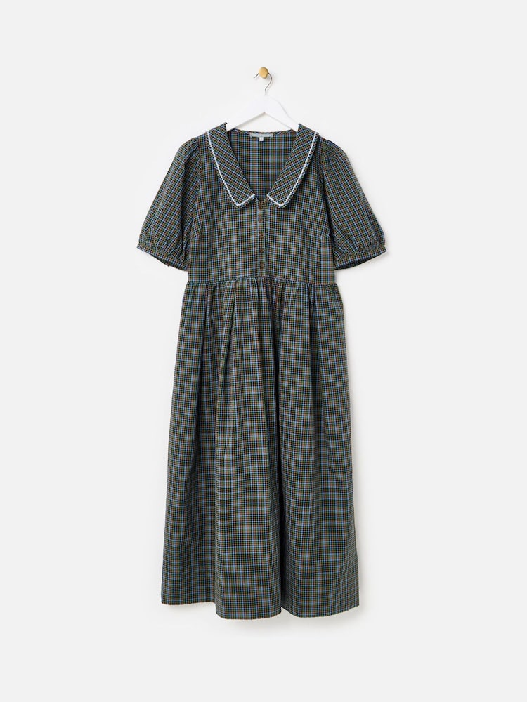 Oliver Bonas kariertes Midikleid mit V-Ausschnitt und Kragen - Bild 1 von 5 Oliver Bonas kariertes Midikleid mit V-Ausschnitt und Kragen - Bild 1 von 5