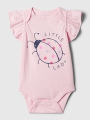 Gap Pink Ladybug Ruffle Short Sleeve Bodysuit (Newborn-24mths) - Image 1 of 1