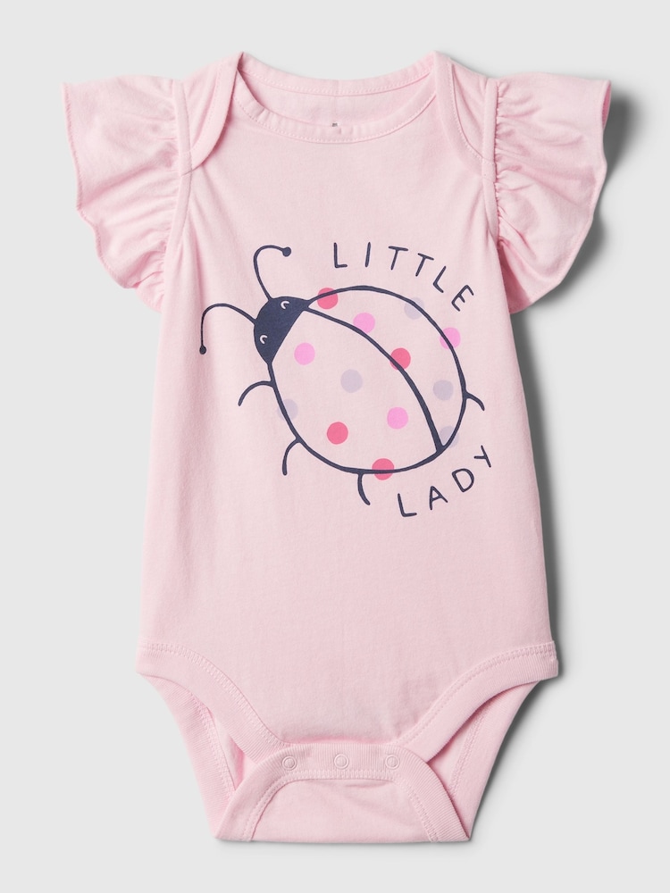 Gap Pink Ladybug Ruffle Short Sleeve Bodysuit (Newborn-24mths) - Image 1 of 1 Gap Pink Ladybug Ruffle Short Sleeve Bodysuit (Newborn-24mths) - Image 1 of 1