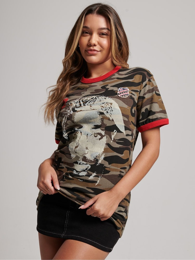 Superdry Green 100% Cotton Allstars TP Graphic Boyfriend T-Shirt - Image 1 of 5