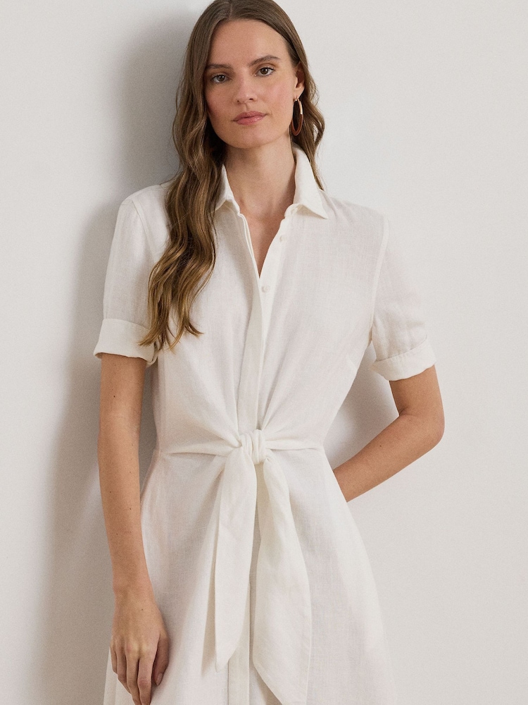 black button down linen dress DL1961 Danika Linen Midi Dress | Black | Size S