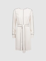 Reiss Cream Elainy Belted Trim Dress - Image 2 of 5