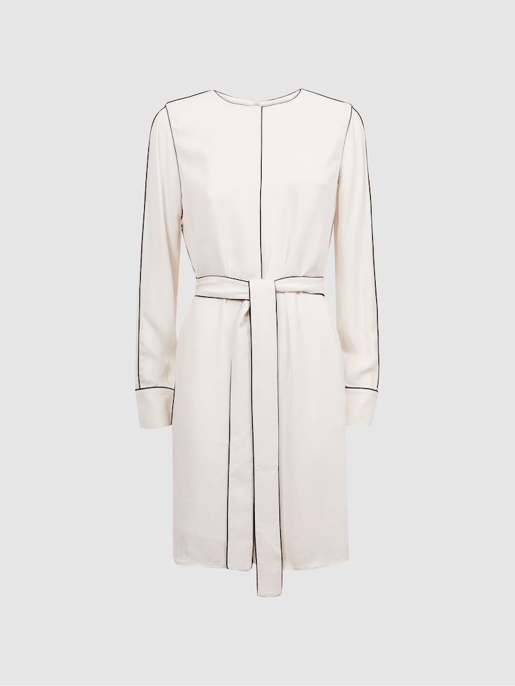Reiss Cream Elainy Belted Trim Dress - Image 2 of 5