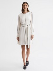 Reiss Cream Elainy Belted Trim Dress - Image 3 of 5