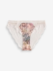 Aquarelle rose à fleurs imprimé/vert sauge - Lot de 2 culottes bordées de dentelle - Image 7 of 8