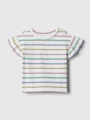 Weiß - Gap Bedrucktes T-Shirt mit Rundhalsausschnitt und kurzen Flatterärmeln (3 Monate bis 5 Jahre) - Bild 1 von 2