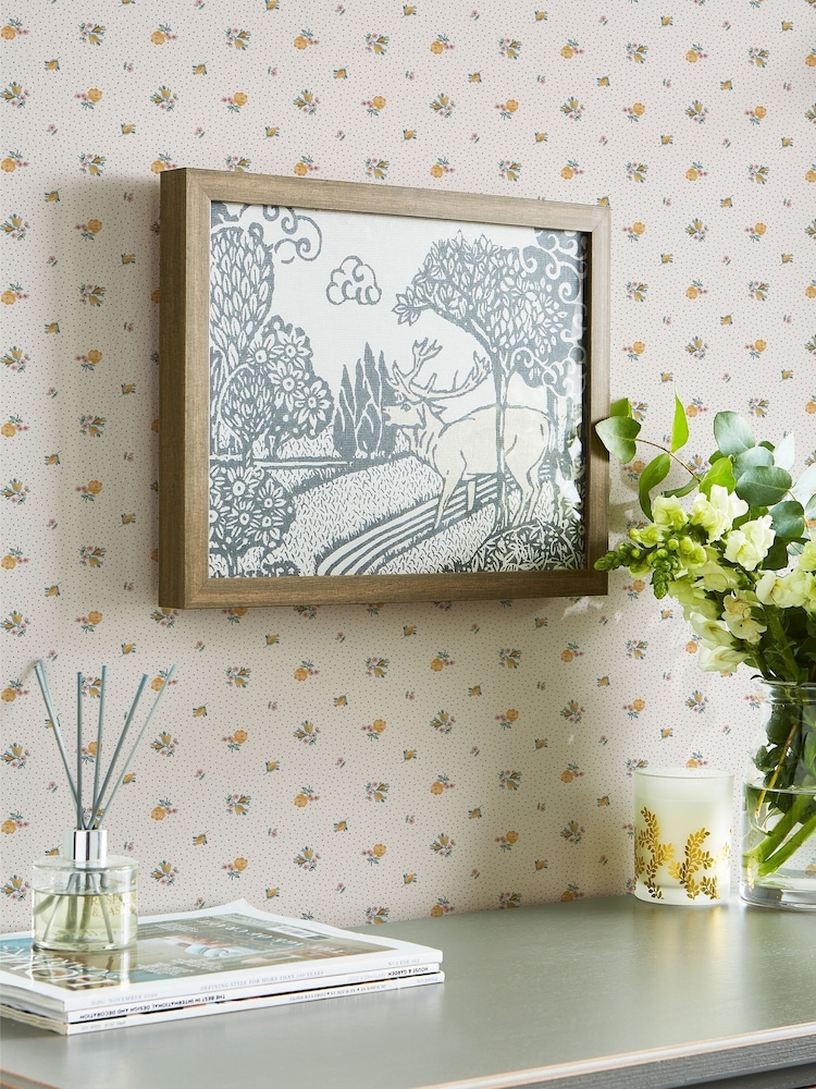 Laura Ashley Pale Ochre Yellow Claudia's Friend 10M Wallpaper - Image 1 of 4