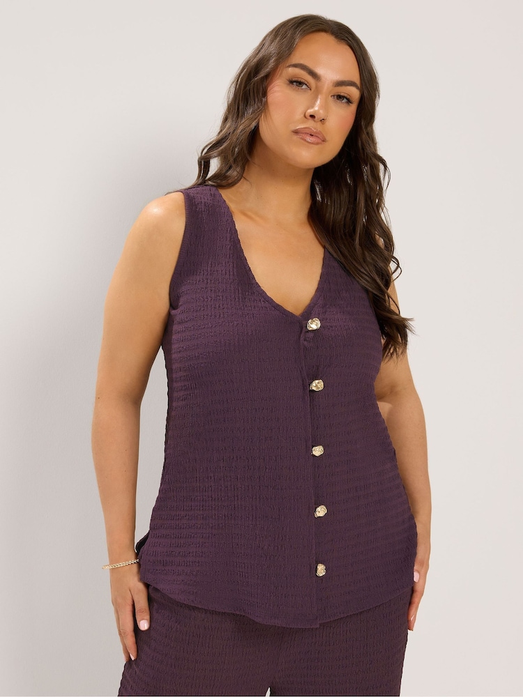 Yours Curve Purple Textured Waistcoat - Image 1 of 6 Yours Curve Purple Textured Waistcoat - Image 1 of 6