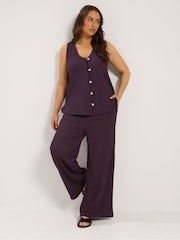 Yours Curve Purple Textured Waistcoat - Image 2 of 6