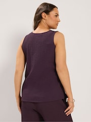 Yours Curve Purple Textured Waistcoat - Image 3 of 6