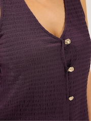 Yours Curve Purple Textured Waistcoat - Image 4 of 6