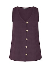 Yours Curve Purple Textured Waistcoat - Image 5 of 6