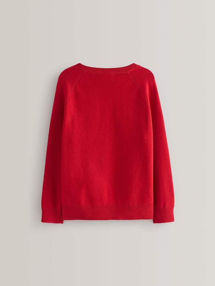 Rot - Gestrickter Schulpullover mit V-Ausschnitt (3–18 Jahre) - Bild 2 von 5 Rot - Gestrickter Schulpullover mit V-Ausschnitt (3–18 Jahre) - Bild 2 von 5