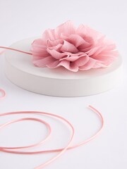 Pink Flower Corsage Wrap Choker Necklace - Image 4 of 5