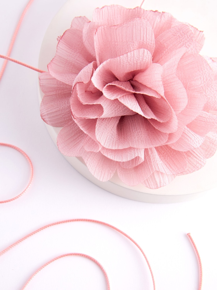 Pink Flower Corsage Wrap Choker Necklace - Image 5 of 5
