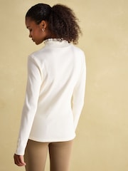 Joules Amy Cream Ribbed Long Sleeve High Neck Jersey Top - Image 5 of 7