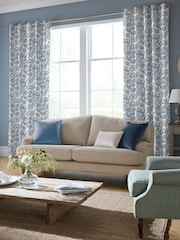 Laura Ashley Dark Seaspray Blue Adain Palace Made to Measure 100% Cotton Curtains - Image 1 of 9
