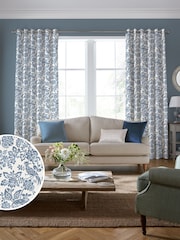 Laura Ashley Dark Seaspray Blue Adain Palace Made to Measure 100% Cotton Curtains - Image 2 of 9