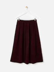Oliver Bonas Red Corduroy Elasticated Waist Midi Skirt - Image 1 of 5